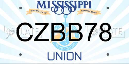 CZBB78 Mississippi License Plate