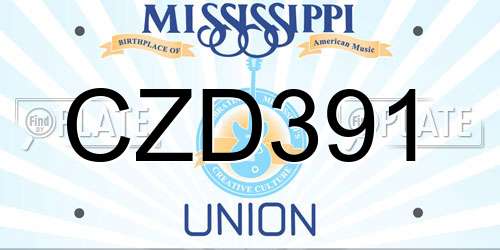 CZD391 Mississippi License Plate