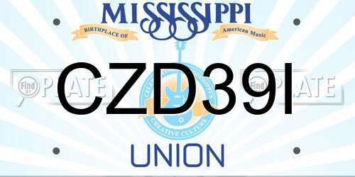 CZD39I Mississippi License Plate