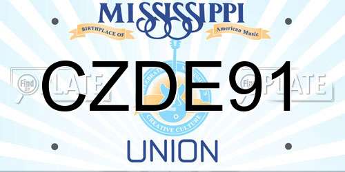 CZDE91 Mississippi License Plate