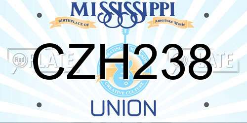 CZH238 Mississippi License Plate