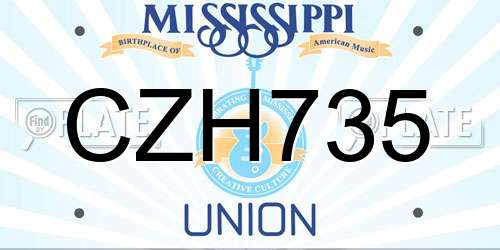CZH735 Mississippi License Plate