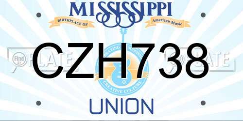 CZH738 Mississippi License Plate