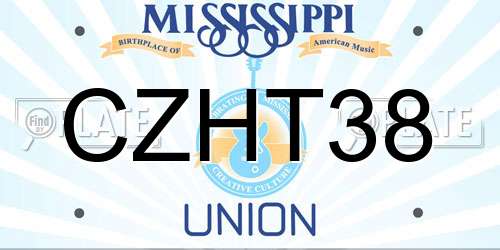 CZHT38 Mississippi License Plate