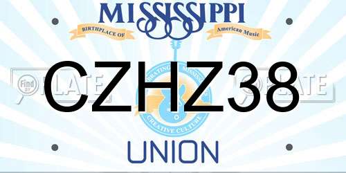 CZHZ38 Mississippi License Plate
