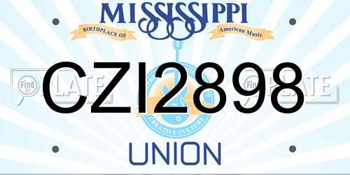 CZI2898 Mississippi License Plate
