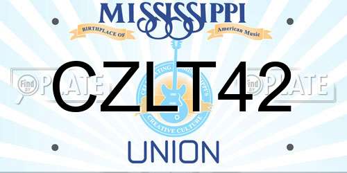 CZLT42 Mississippi License Plate
