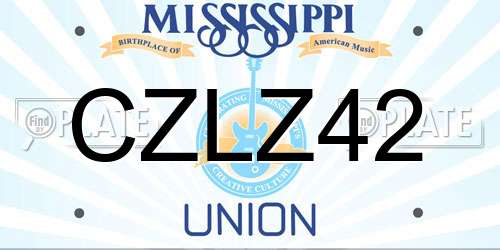 CZLZ42 Mississippi License Plate