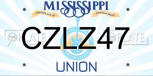 CZLZ47 Mississippi License Plate