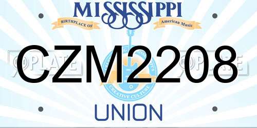 CZM2208 Mississippi License Plate