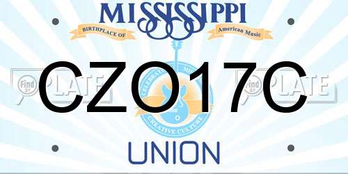 CZO17C Mississippi License Plate