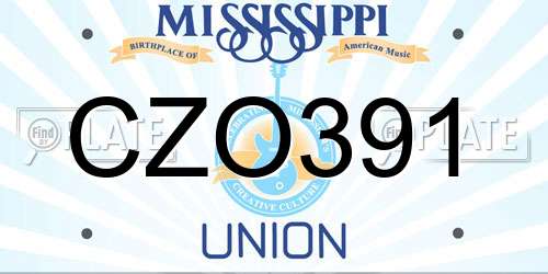 CZO391 Mississippi License Plate