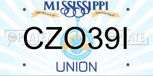 CZO39I Mississippi License Plate