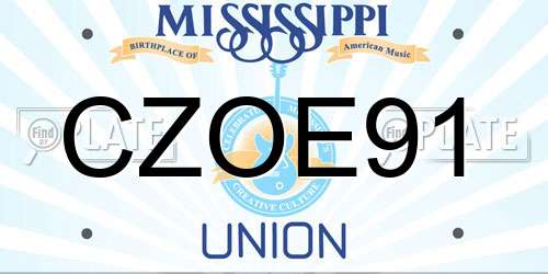 CZOE91 Mississippi License Plate