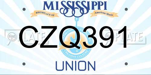 CZQ391 Mississippi License Plate