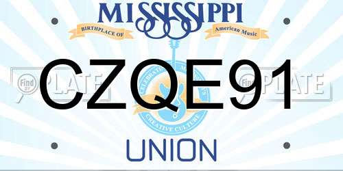 CZQE91 Mississippi License Plate