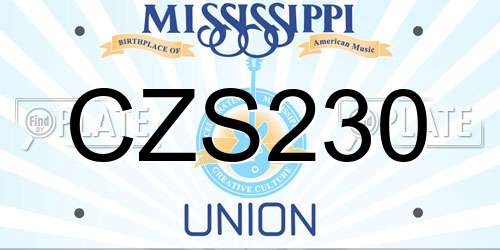 CZS230 Mississippi License Plate