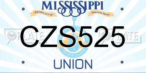 CZS525 Mississippi License Plate