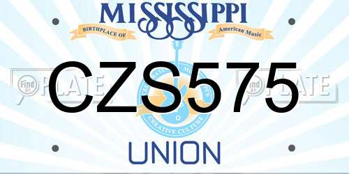 CZS575 Mississippi License Plate