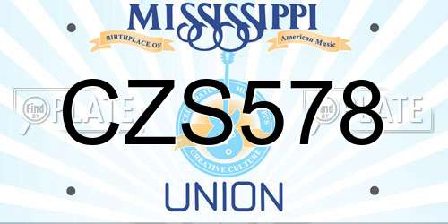 CZS578 Mississippi License Plate
