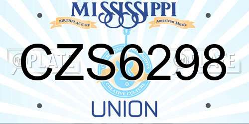 CZS6298 Mississippi License Plate