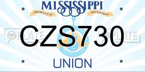CZS730 Mississippi License Plate