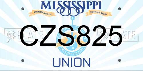 CZS825 Mississippi License Plate