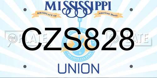 CZS828 Mississippi License Plate