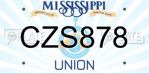CZS878 Mississippi License Plate