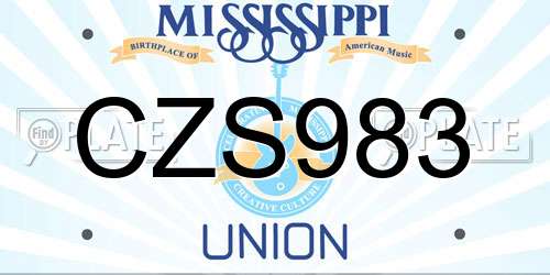 CZS983 Mississippi License Plate
