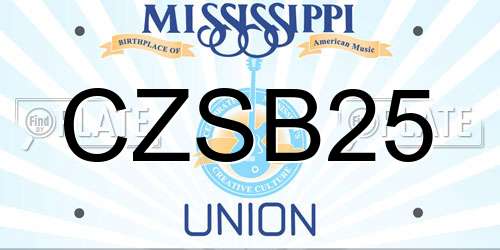 CZSB25 Mississippi License Plate