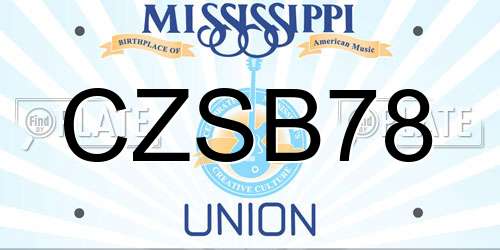 CZSB78 Mississippi License Plate