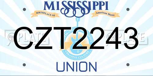 CZT2243 Mississippi License Plate
