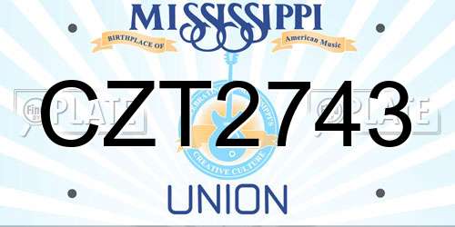 CZT2743 Mississippi License Plate