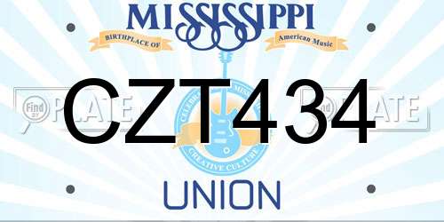 CZT434 Mississippi License Plate