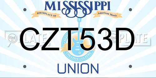 CZT53D Mississippi License Plate