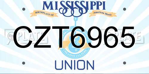 CZT6965 Mississippi License Plate