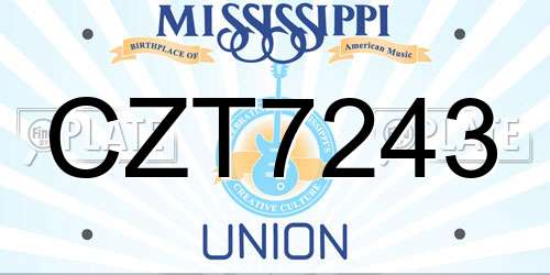 CZT7243 Mississippi License Plate