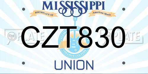CZT830 Mississippi License Plate