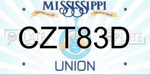 CZT83D Mississippi License Plate