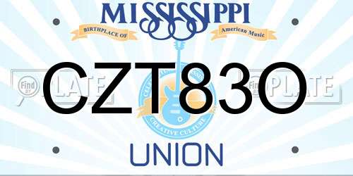 CZT83O Mississippi License Plate