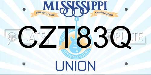 CZT83Q Mississippi License Plate