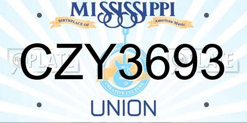 CZY3693 Mississippi License Plate