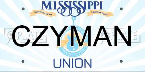 CZYMAN Mississippi License Plate