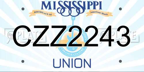 CZZ2243 Mississippi License Plate