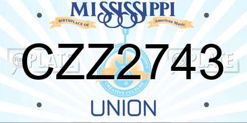 CZZ2743 Mississippi License Plate