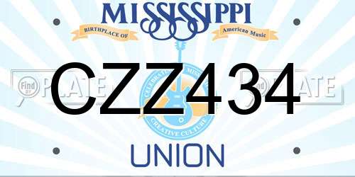 CZZ434 Mississippi License Plate