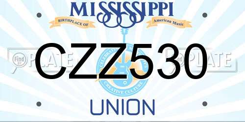 CZZ530 Mississippi License Plate