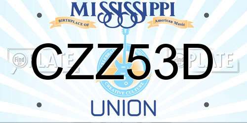 CZZ53D Mississippi License Plate