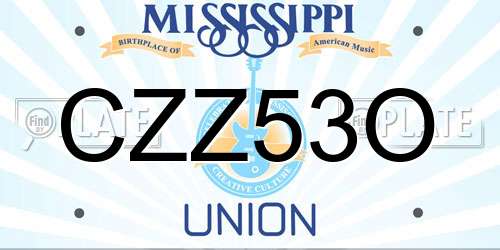 CZZ53O Mississippi License Plate